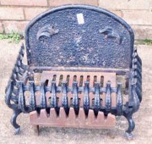 A cast metal fire grate.