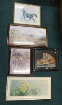 A group of pictures and prints, comprising wildlife prints, book plate sprays, horse print, etc. (1