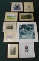 Pictures and prints, comprising woodland landscapes, K Wingard The Eleventh Woodthorpe golfing print