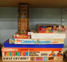Various toys and games, comprising What am I Bid, Fascination, Careers, Celebrity Squares, etc. (a q
