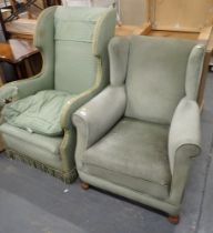 Two wingback armchairs.