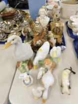 Decorative animal ornaments, comprising a Beswick Siamese cat, Border Fine Arts Happy Days field mou