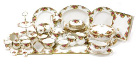 A Royal Albert porcelain Old Country Roses pattern part dinner, tea and coffee service, seconds, com