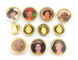 Various Royal Family related gold plated medallions, various sizes. (11)