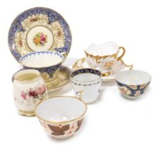 Various cabinet cups and saucers, a Royal Worcester hand painted floral cup and saucer, 14cm wide, f