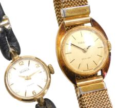 An Ernest Borel lady's 9ct gold cased wristwatch, circular champagne dial bearing Arabic numerals at