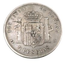 An Alfonso XII five pesetas 1885.