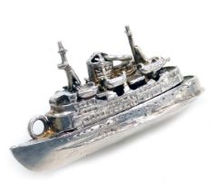 A Queen Elizabeth II white metal pendant/charm, formed as the boat The Queen Elizabeth II, white met