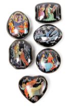 A group of six Franklin Mint Master of the Russian Ballet porcelain boxes, comprising Raymonda, Petr