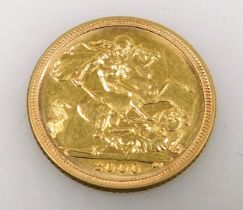 A Elizabeth II gold half Sovereign 2000, 4.0g.