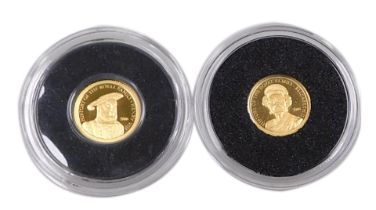 Two Elizabeth II Cook Islands gold one dollar coins, 2008.