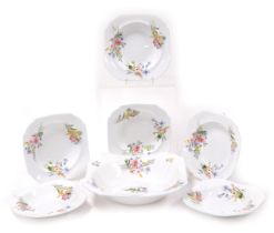 A Shelley porcelain Wild Flowers pattern fruit set, no. 13668, printed marks, comprising one large a