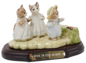 A Beswick pottery group of Mittens, Tom Kitten and Moppet, Annual Collector's Tableau 1999, with sta