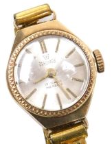 A Precimax lady's wristwatch, with small silver coloured dial, in a yellow metal case unmarked, 1.5c