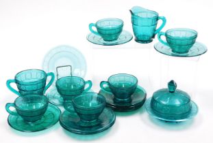 A group of early 20thC American depression glass, by the Jeannette Glass Company, Doric and Pansy pa