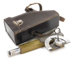 An Abney level clinometer sextant, in steel and brass, with leather case and straps. From the collec