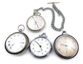 Four early 20thC metal cased gentleman's pocket watches, open faced, key less wind, including Smiths