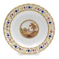 A late 18thC Crown Derby porcelain plate from The Blenheim Service, c1790, painted by George Roberts