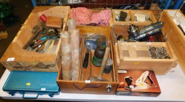 Engineering tools and accessories, to include die bits, hammers, bearings, etc. (in various boxes an