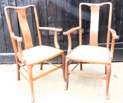 A pair of Edwardian Sheraton revival chairs.