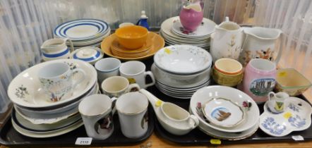 Blue and white wares, including milk jug, small sugar bowl with covers, plates large and small, etc.