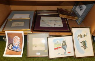 Pictures and prints, framed and glazed, portrait studies, etc. (10)