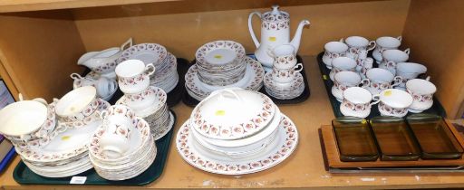 A Crown Fenton china part tea and dinner service comprising teapot, tea cups and saucers, dinner pla