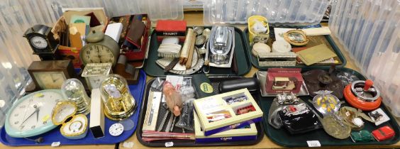 Toys, cars, plated wares, ash trays, butter dish and cover, etc. (6 trays)
