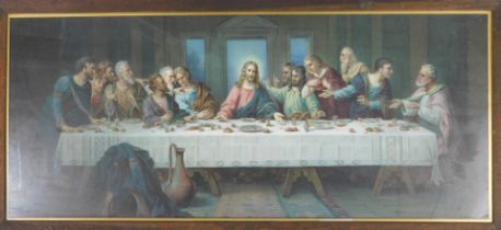 After Leonardo Da Vinci. The Last Supper, print, 49cm x 116cm.