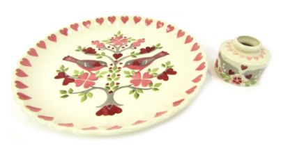 An Emma Bridgewater pottery Love Birds pattern charger, with a fluted border, 34cm high, together wi
