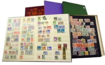 Five albums containing world stamps, to include Netherlands, Canada, America, Malawi, Ghana, Botswan