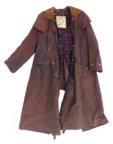 A Barbour Company Backhouse brown wax full length coat.
