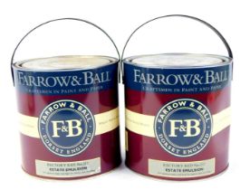 Two tins of Farrow & Ball estate emulsion paint, Rectory Red number 217, 2.5 litre. Note: The tins a