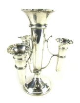 An Edward VII loaded silver epergne, the central trumpet with three branches supporting three smalle