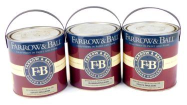 Three tins of Farrow & Ball paint, for Ringwold Ground number 208, two estate emulsion and one moder