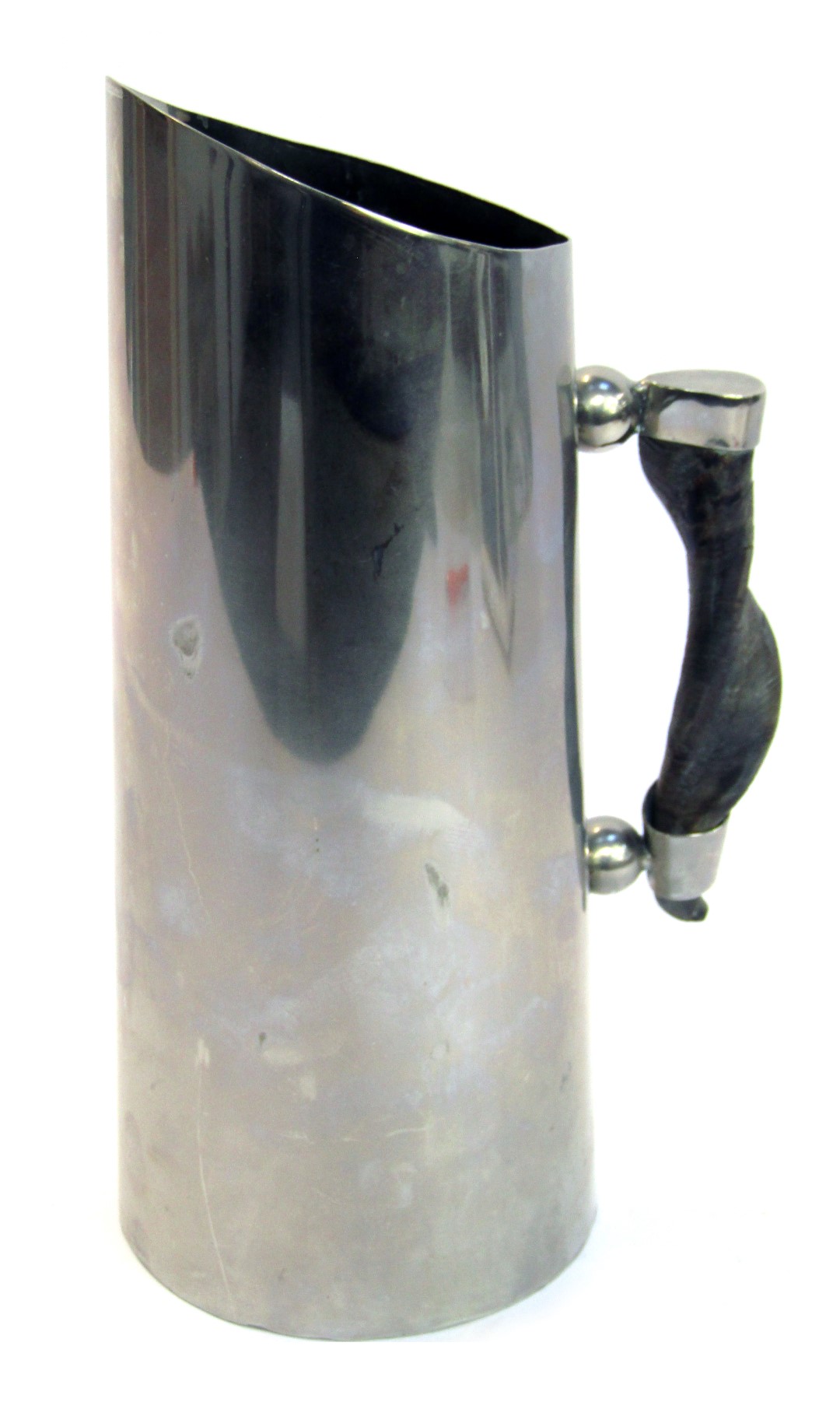 A Tlellulino of New York silver plated water jug, with a horn handle, label to underside, 30cm high.
