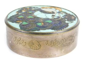 An early 20thC Austrian silver plated and cloisonne enamel box, decorated to the lid with a stylised