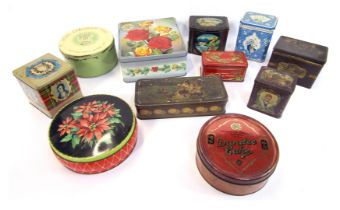 Various bygone tins, to include Presentation Roses, De-Luxe Centenary Cake, United Cooperative Banki