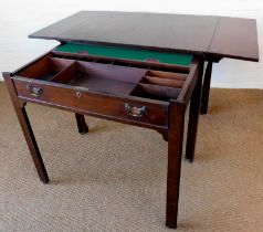 A George III mahogany architect's table, the rectangular top with drop leaves, with pull out front s