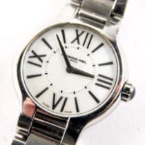 A Raymond Weil lady's wristwatch, in a stainless steel case with a silvered Roman numeric dial and b