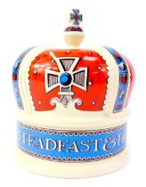 An Emma Bridgewater pottery jar and cover, modelled as a crown to commemorate Queen Elizabeth II's D
