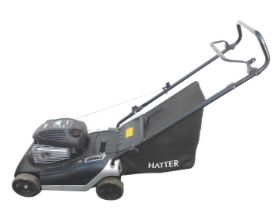 A Briggs and Stratton Hayter Spirit 41 petrol lawn mower.