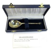 A Elizabeth II silver apostle handled 'Leicester' spoon, with seal top, Reproduction of the Leiceste