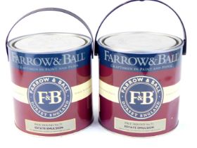 Two tins of Farrow & Ball estate emulsion paint, comprising Pale Hound number 71, 2.5 litre. Note: T