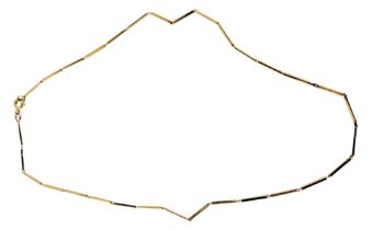 An 18ct gold necklace, with rectangular links, 46cm long, 7.7g.