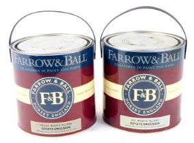 Two tins of Farrow & Ball estate emulsion paint, comprising Great White number 2006 and All White nu