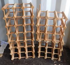 Two wooden wine bottle racks.