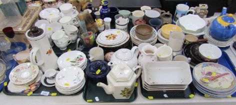 Part tea wares, together with hot water jug, studio pottery mugs, teapots, further part tea wares, e