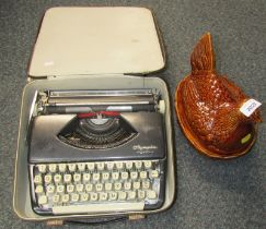 A cased Olympia Splendid 66 typewriter, together with a Portmeirion oven to table dish and cover, mo