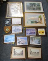 Various pictures, prints, frames, etc., to include After H F King. Finding the Ducks, print, etc. (a